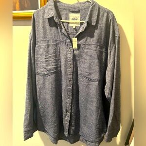 Aerie Women's button down shirt. Blue Jean Color. Size Large. NWT